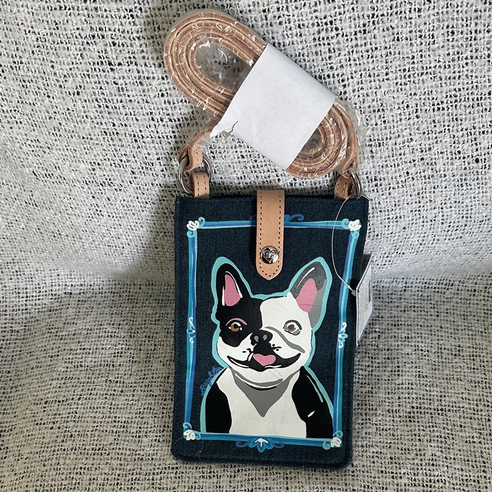 Brighton Blue and Black Dog Print crossbody mini bag